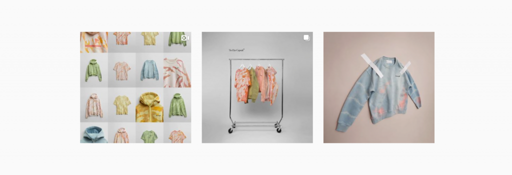 Clothing brand The Arrivals leverages animated gifs and product collages in their social channels to increase conversion.