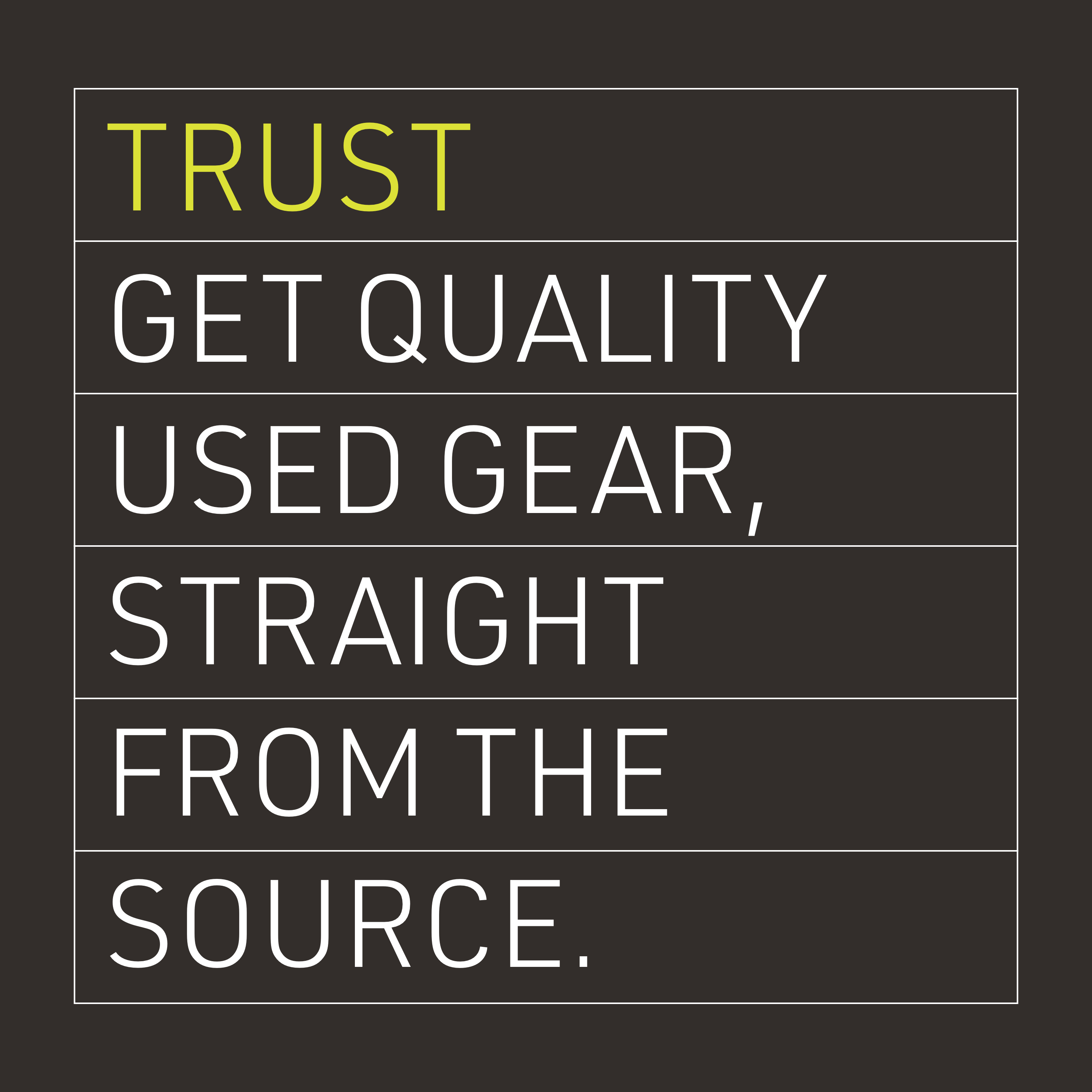 Trust: Get quality used gear, straight from the source