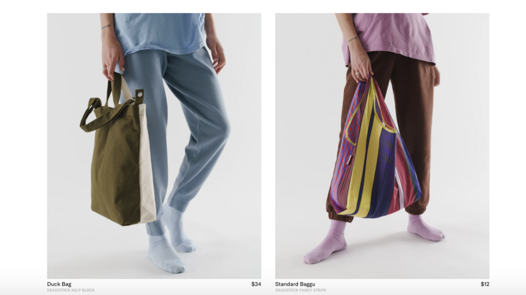 Baggu's reusable tote bags from their limited run Deadstock collection