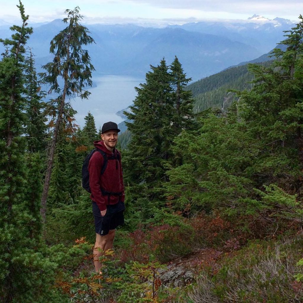 Matthew Johnson, Monday's creative director, hiking Saint Marks Summit in Howe Sound.