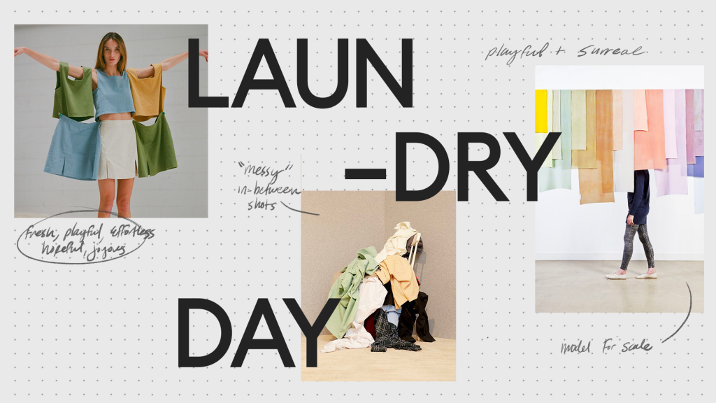 Laundry Day art direction concept moodboard for Flax Home product campaign