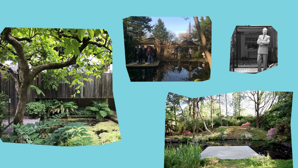 Arthur Erickson garden has lush foliage and a pond