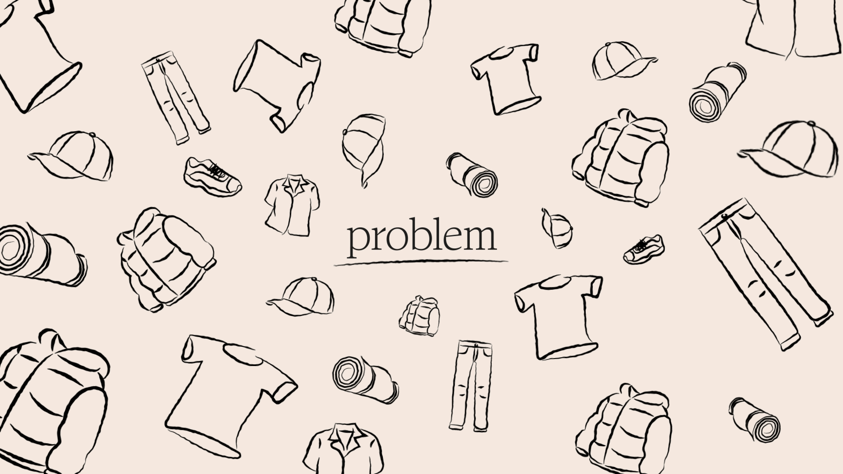 Illustration of waste items such as shirts, jeans and jackets